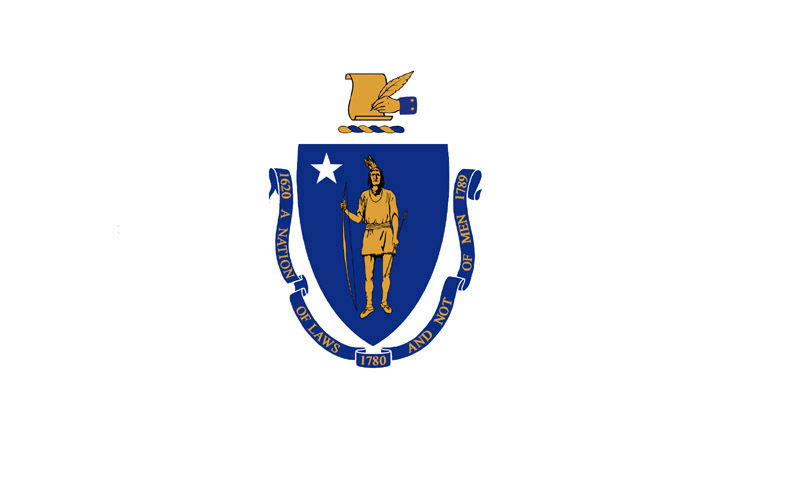 An implicitly anti-Trump Massachusetts state flag redesign with new crest and motto