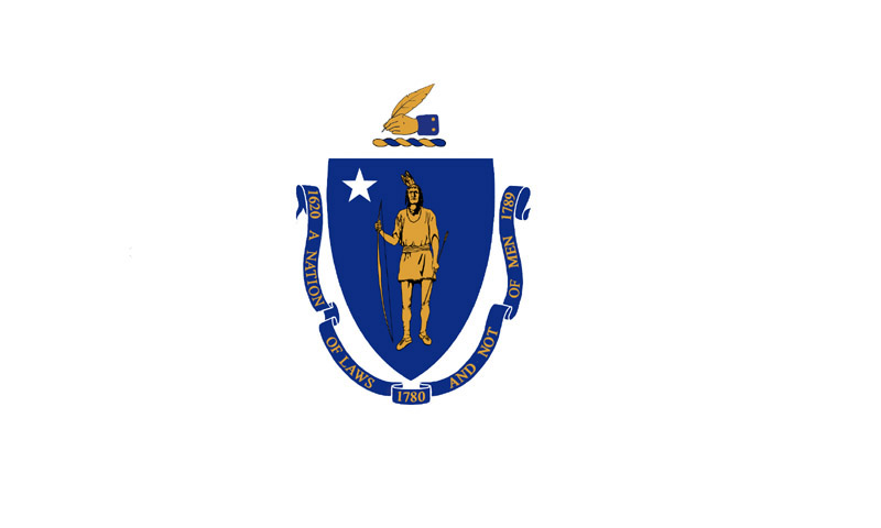 An implicitly anti-Trump Massachusetts state flag redesign with new crest and motto